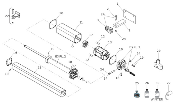 Запчасти для гидравлического линейного привода распашных ворот Faac 402 CBC